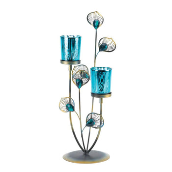 Peacock Plume Candle Holder - crazydecor