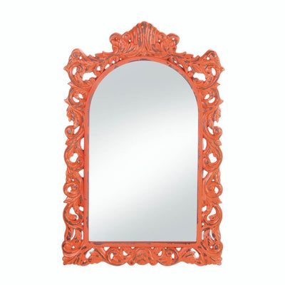 Stylish Distressed Orange Wall Mirror - crazydecor