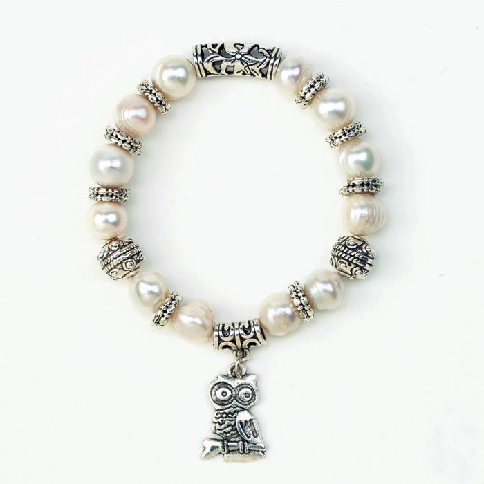 Owl Charm Pearl Bracelet - crazydecor