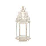 Large Distressed White Lantern - crazydecor