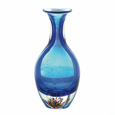 Blue Art Glass Bottleneck Vase - crazydecor