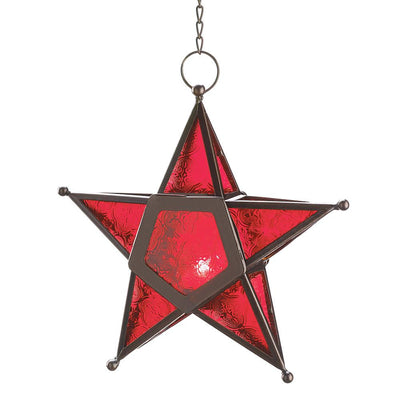 Red Glass Star Lantern - crazydecor