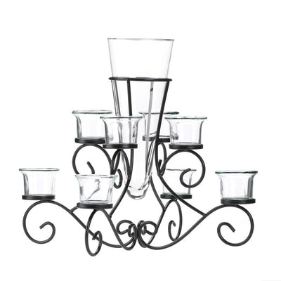 Scrollwork Candle Stand Centerpiece Vase - crazydecor