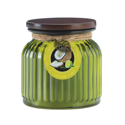 Coconut Lime Ribbed Jar Candle - crazydecor