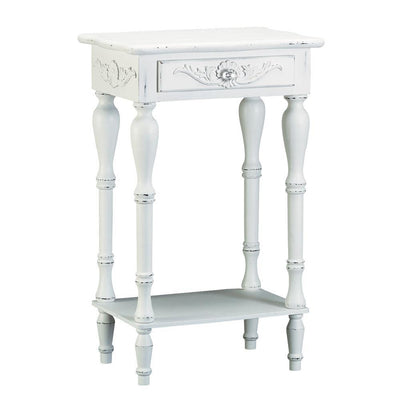 Distressed White Wood Accent Table - crazydecor