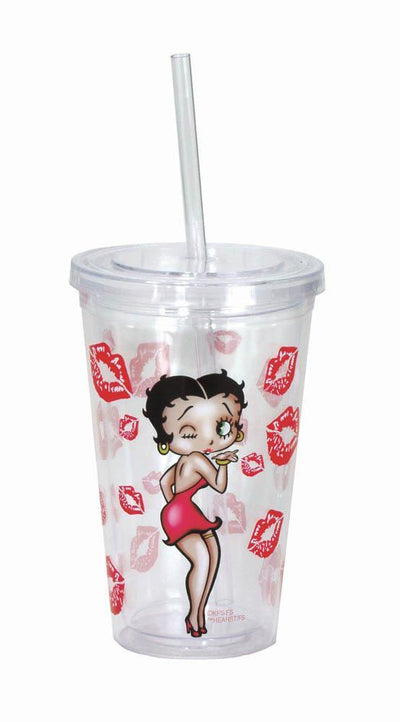 Betty Bop Acrylic Cup With Straw - crazydecor