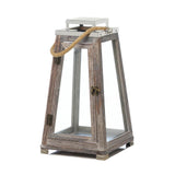 Pyramid Wooden Lantern With Rope (L) - crazydecor