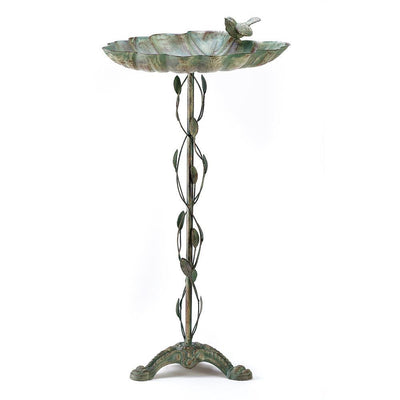 Verdigris Leaf Birdbath - crazydecor