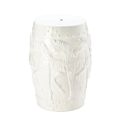 White Horses Ceramic Stool - DreamyDecor