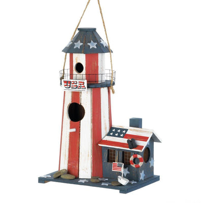 Patriotic Lighthouse Birdhouse - crazydecor