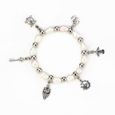 Freshwater Pearl Charm Bracelet - crazydecor