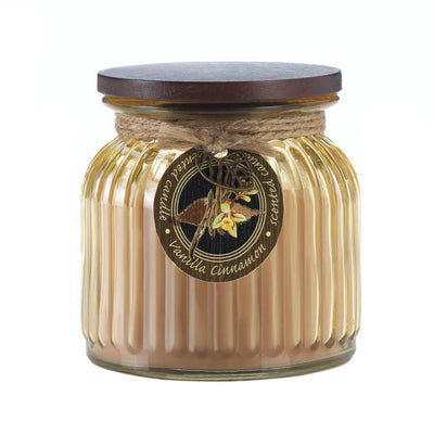 Vanilla Cinnamon Ribbed Jar Candle - crazydecor