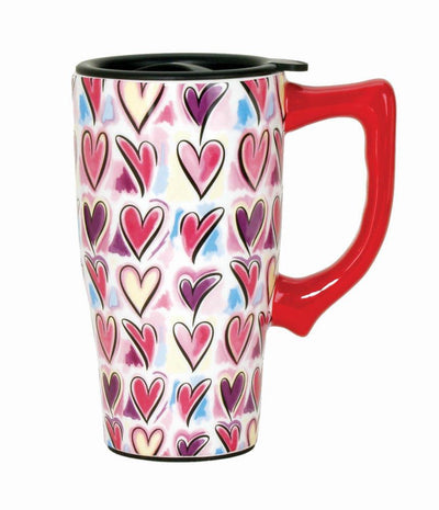 Hearts Travel Mug - crazydecor