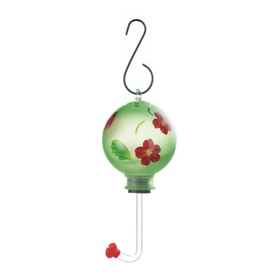 Green Glass Hummingbird Feeder - crazydecor