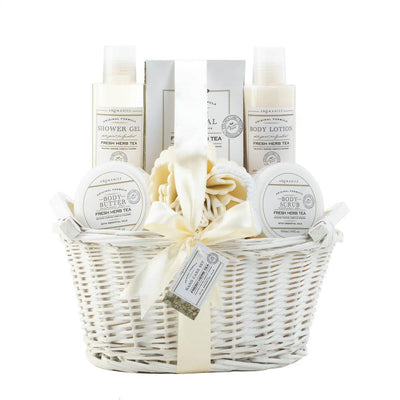 Fresh Herb Tea White Basket Spa Set - crazydecor