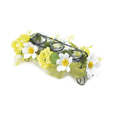 Blooming Faux Daisy Candle Holder - crazydecor