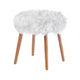 White Faux Fur Stool - DreamyDecor