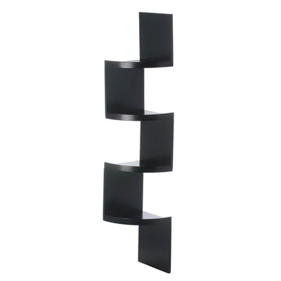 Zig Zag 4-Tier Black Corner Shelf - DreamyDecor