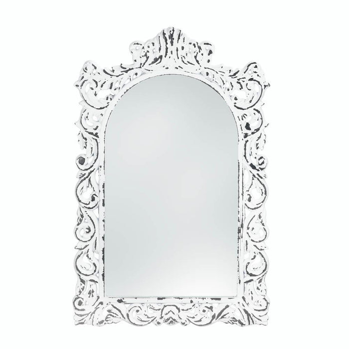 Distressed White Ornate Wall Mirror - crazydecor