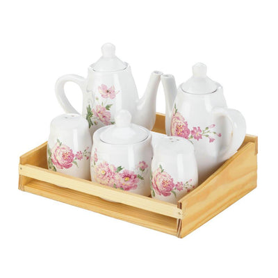 Mini Dolomite Pink Floral Tea Set - crazydecor