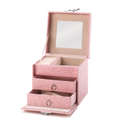 Stylish Pink Mirror Jewelry Box - crazydecor