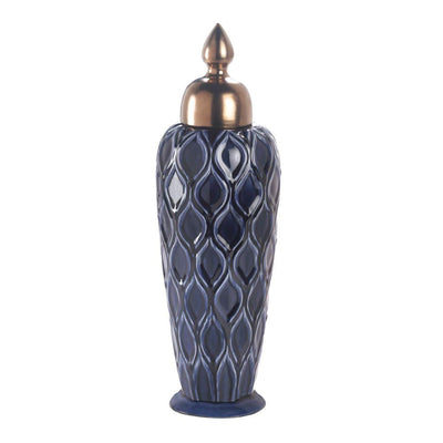 Deep Blue Lidded Urn - crazydecor