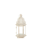 Small Distressed White Lantern - crazydecor