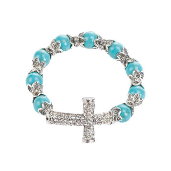 Cross Beaded Stretch Bracelet - crazydecor