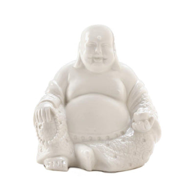 Happy White Buddha Figure - crazydecor