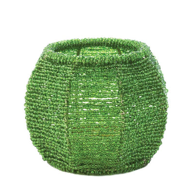 Emerald Green Beaded Candle Holder - crazydecor