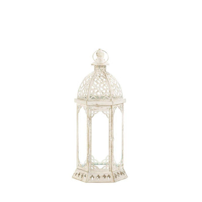 Graceful Distressed White Lantern (S) - crazydecor