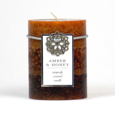 Amber & Honey Pillar Candle 3X4 - crazydecor