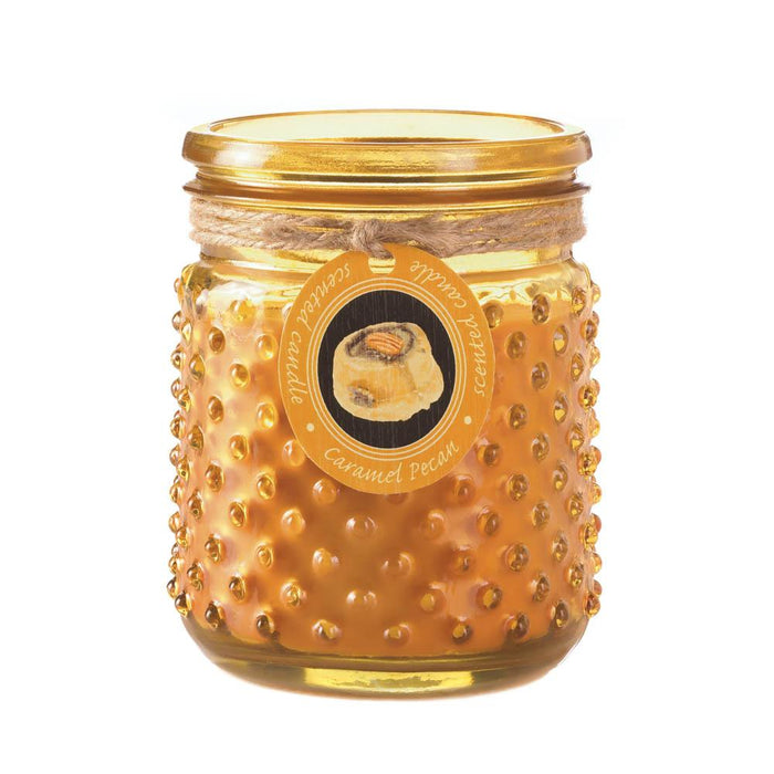 Caramel Pecan Hobnail Jar Candle - crazydecor