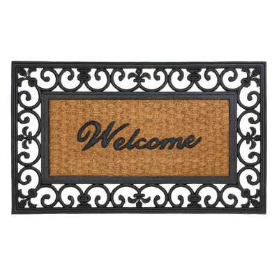 Fleur-De-Lis Framed Welcome Mat - crazydecor