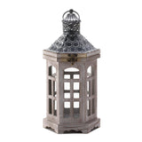 Hex Top Wood Candle Lantern - crazydecor