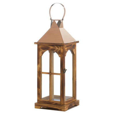 Large Rose Gold Wooden Lantern - crazydecor