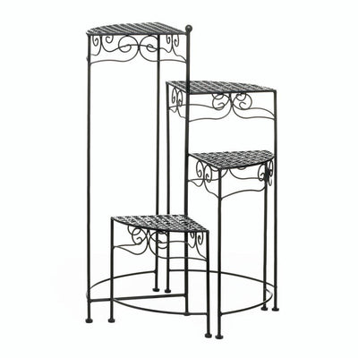 Black 4-Tier Metal Plant Stand - crazydecor