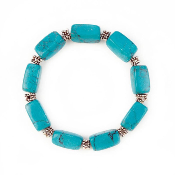 Turquoise Bead Stretch Bracelet - crazydecor