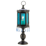 Exotic Azure Blue Pedestal Lantern - crazydecor