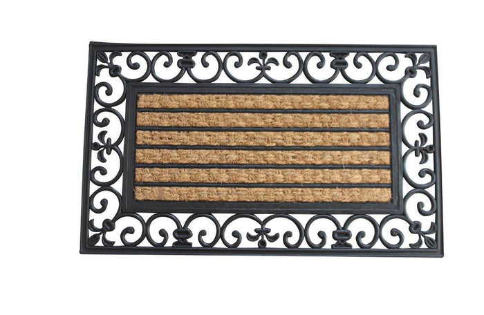 Striped Fleur-De-Lis Border Mat - crazydecor