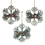 Rustic Snowflake Christmas Ornament Trio - crazydecor