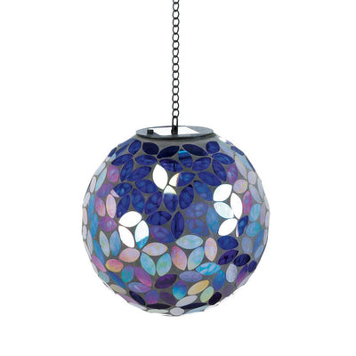 Shades of Blue Solar Mosaic Ball - crazydecor