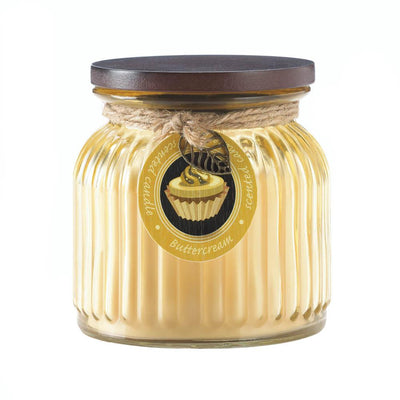 Butter Cream Ribbed Jar Candle - crazydecor