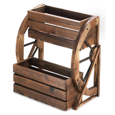 Wagon Wheel Double-Tier Planter - DreamyDecor