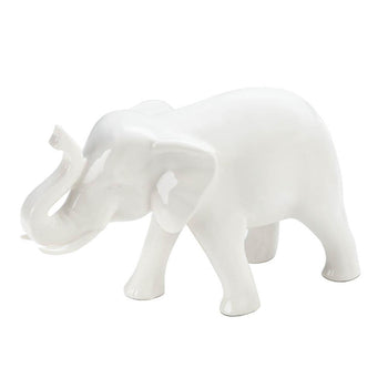 Sleek White Elephant Figurine - crazydecor