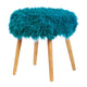 Turquoise Faux Fur Stool - crazydecor