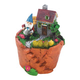 Terra Cotta Pot Gnome Solar Statue - crazydecor