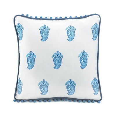 Square Blue Paisley Pillow - crazydecor