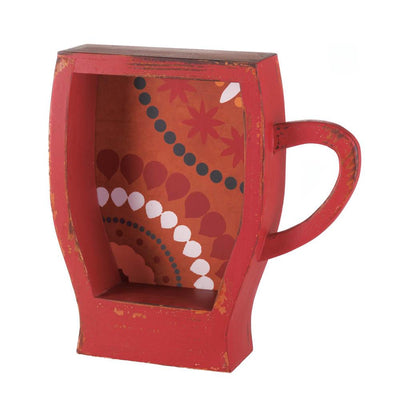 Distressed Red Coffee Cup Shelf - crazydecor