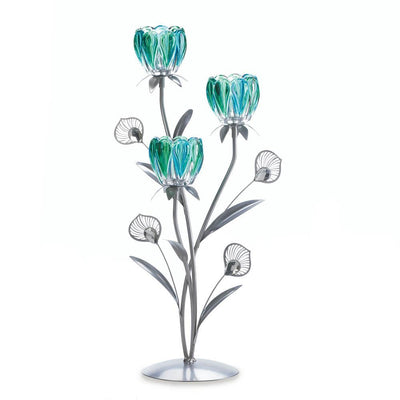 Triple Peacock Bloom Candle Holder - crazydecor